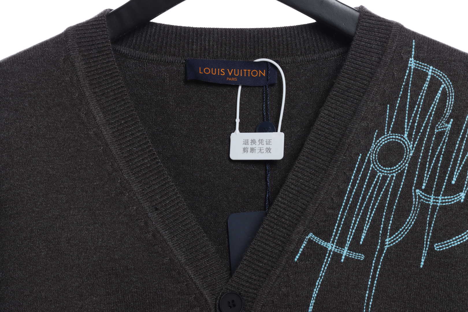 L-VxFREQUENCY Irregular Embroidered Mohair Cardigan