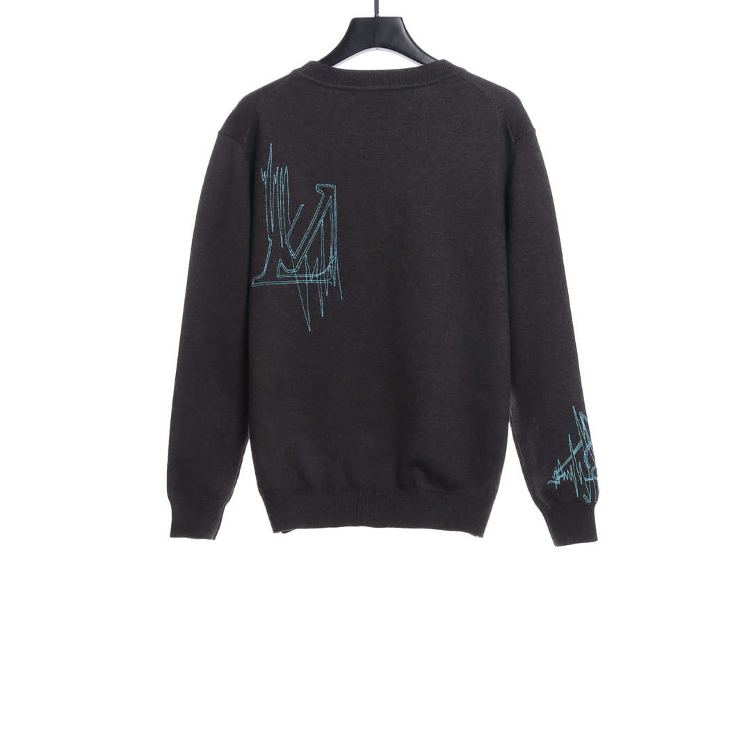 L-VxFREQUENCY Irregular Embroidered Mohair Cardigan