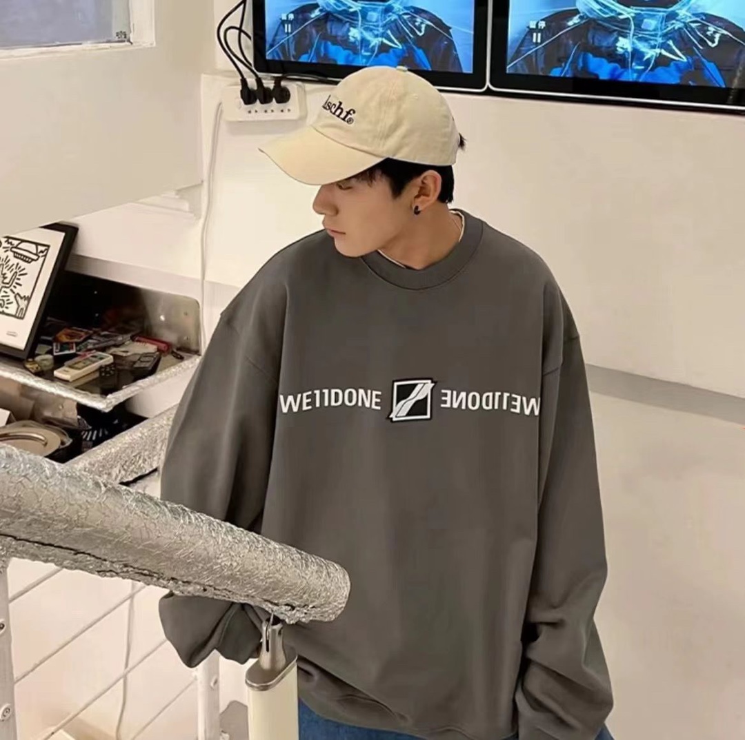 W3LL mirror image silicone letter hoodie