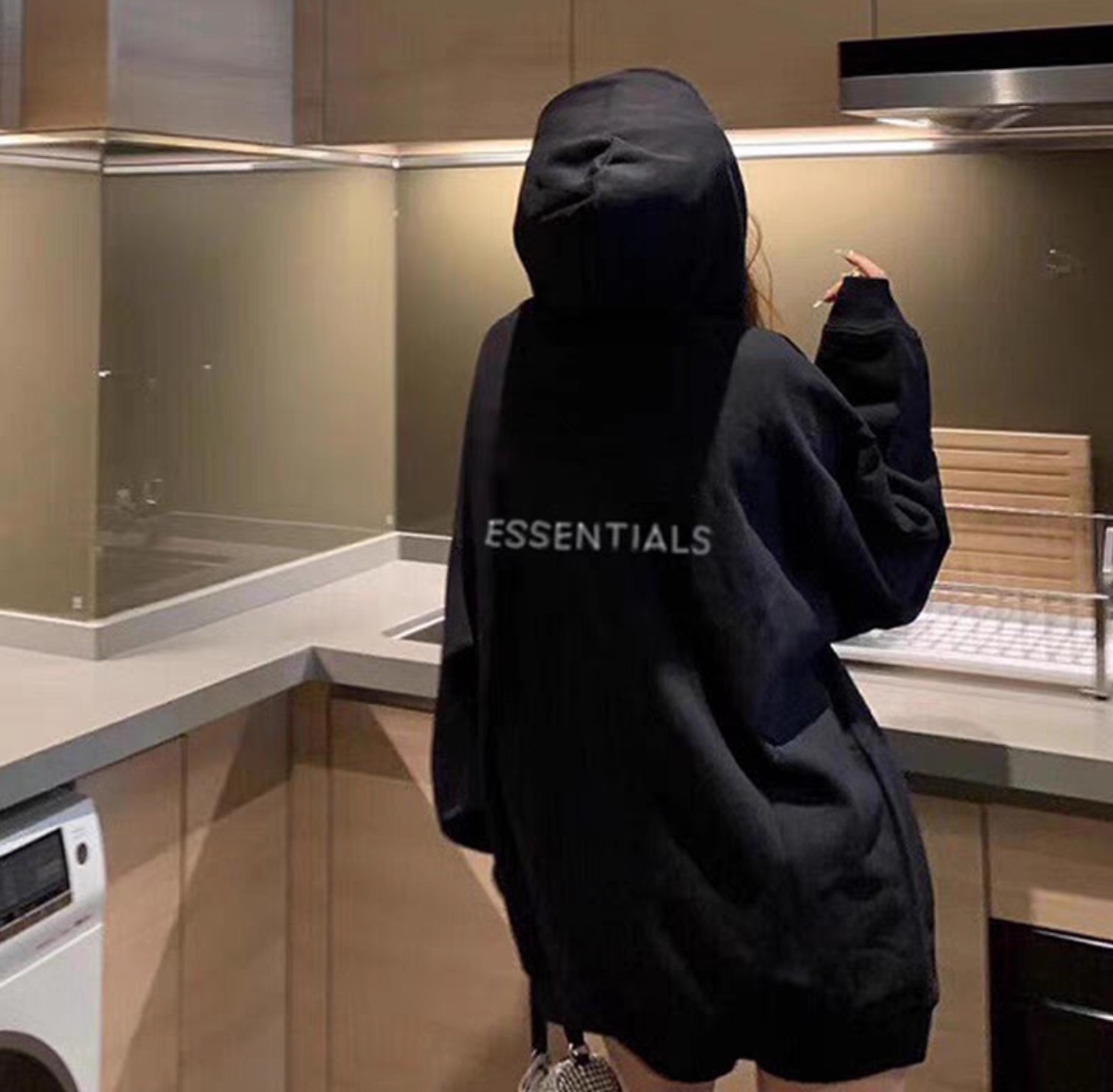 Double Line Back Silicone Lettering Zip Hoodie