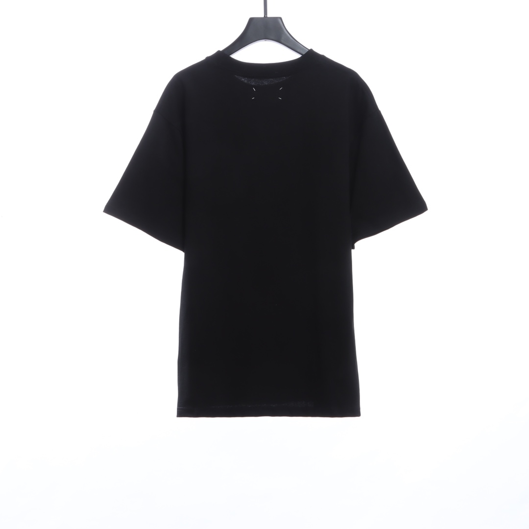 M-rg13la Black & White Upside Down Letter Embroidered Short Sleeves