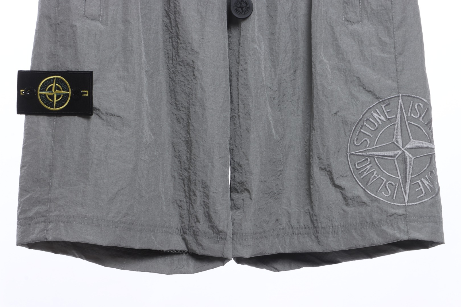 Stone Island Side compass large embroidered shorts gray