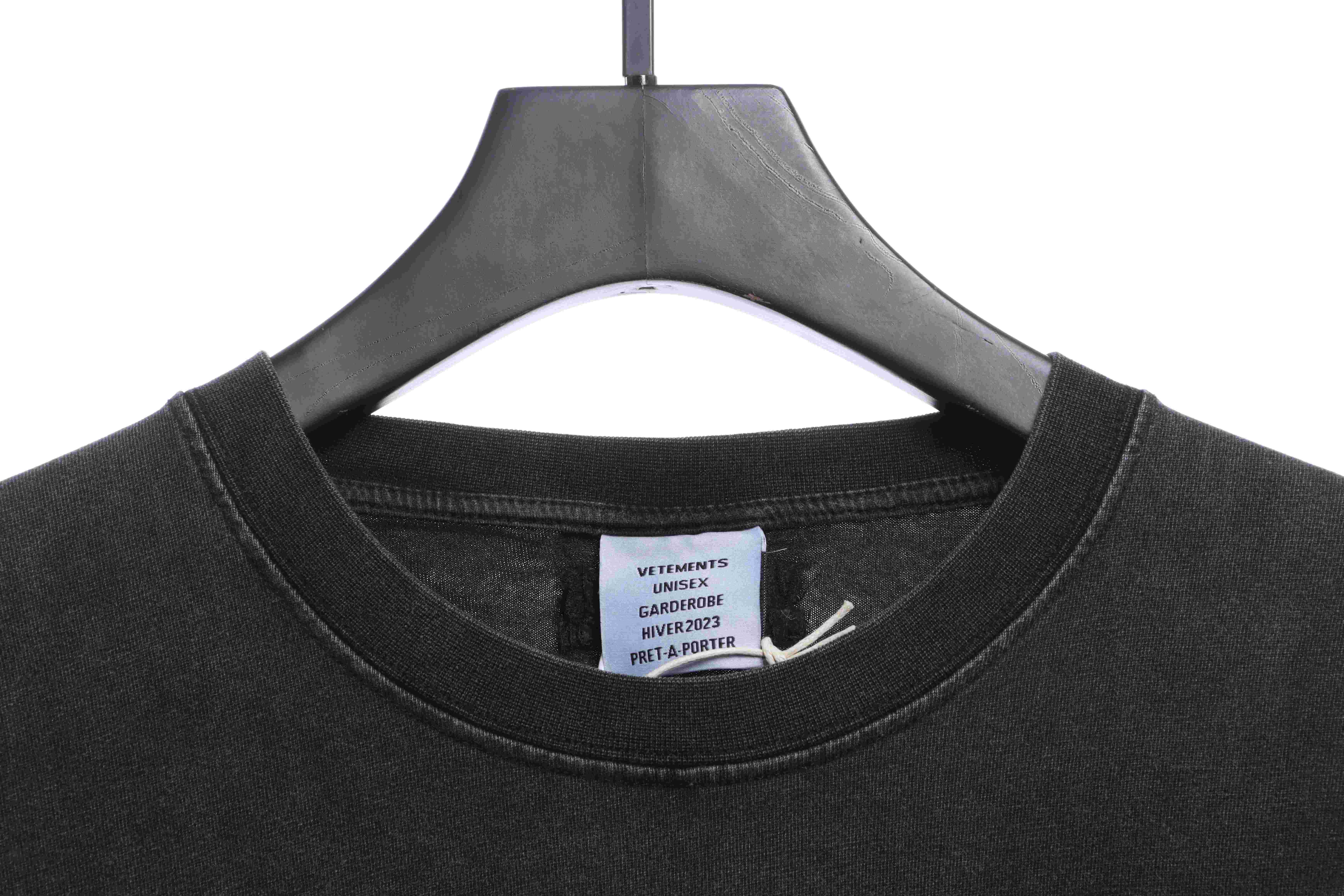 Vetements 23SS Washed Letter Embroidered Short Sleeve T-Shirt