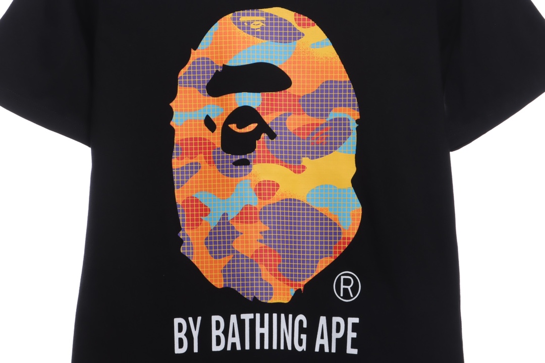 BAPE grid camouflage ape-man with short head and white sleeves