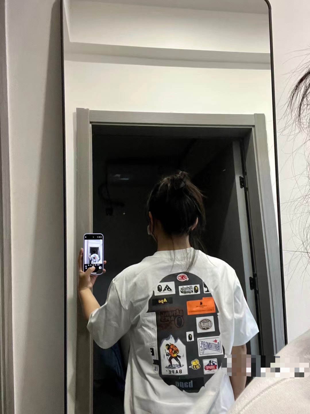 BAPE ape-man initials pattern label printing short sleeves