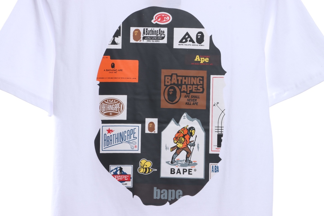 BAPE ape-man initials pattern label printing short sleeves