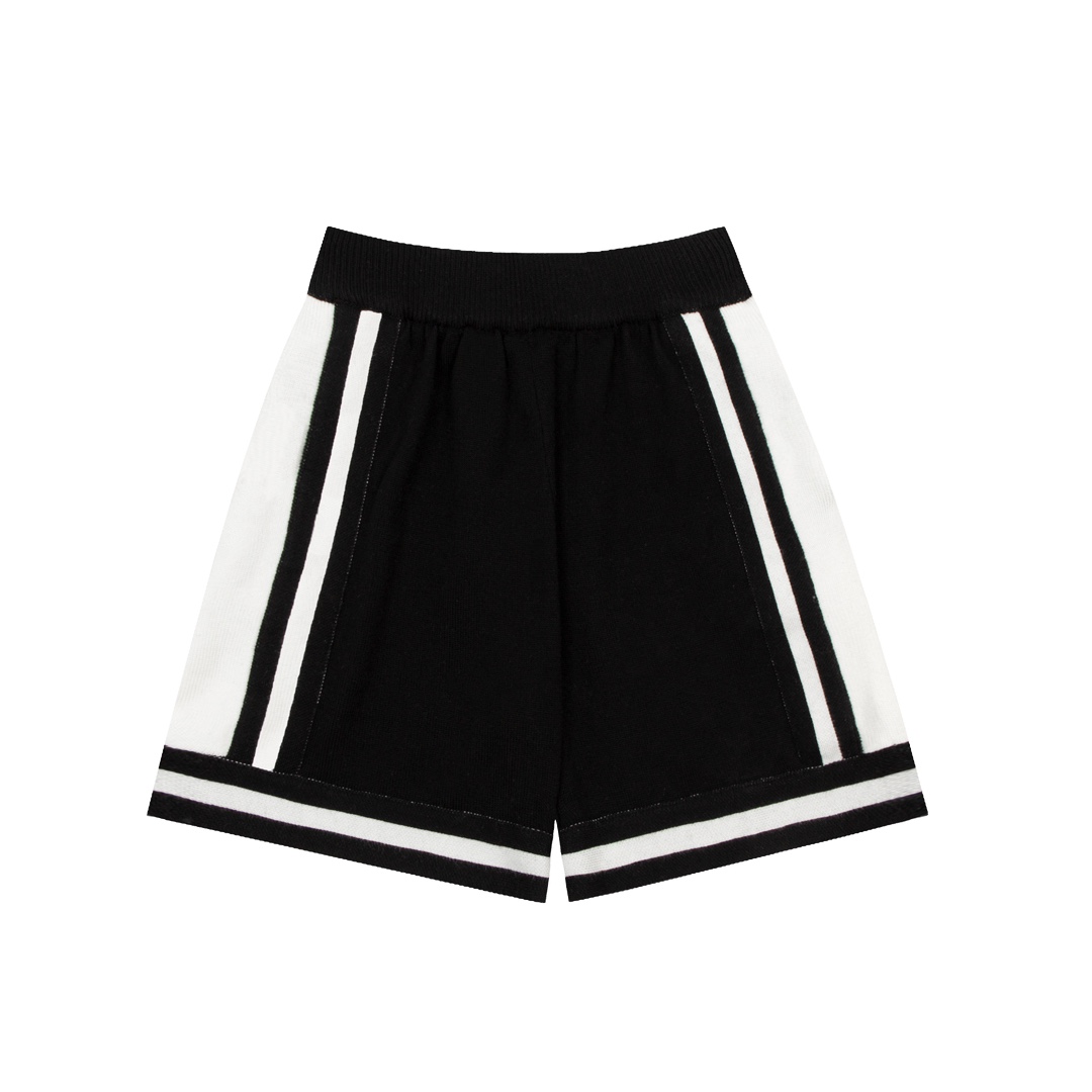 Letter A black and white striped knitted shorts