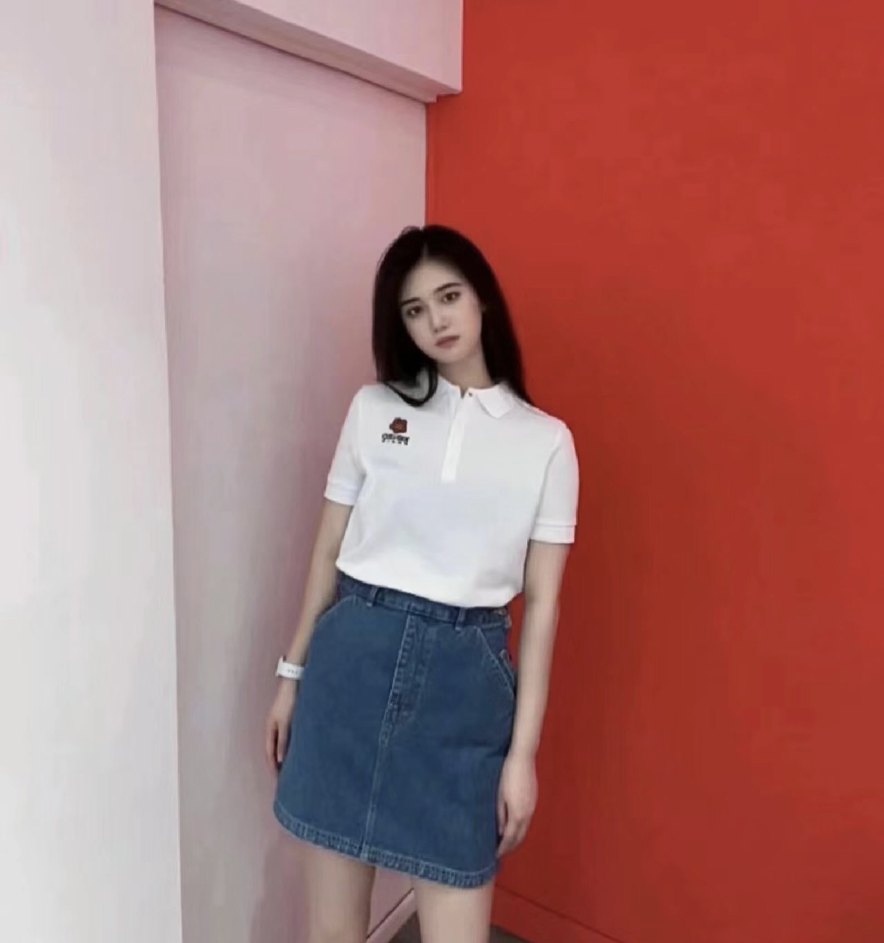 kenzo crabapple flower embroidery POLO short sleeves