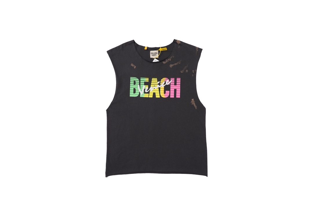 Gallery Dep Make old sleeveless shoulder color letter printed short-sleeved T-shirts