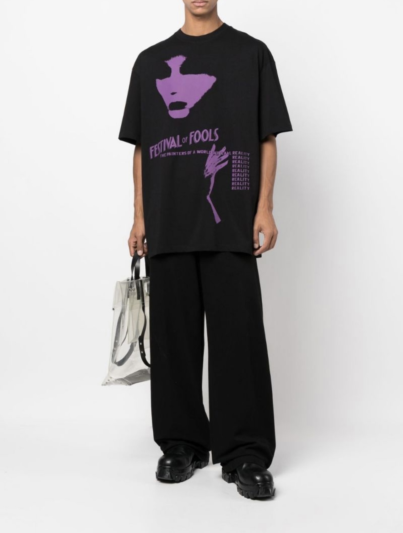 RAF SIMONS Girl portrait slogan print short-sleeved T-shirt black
