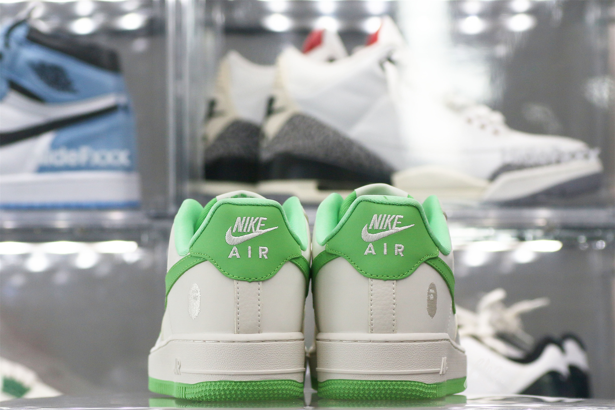 Bape X Nike Air Force 1 White Green Custom shoes
