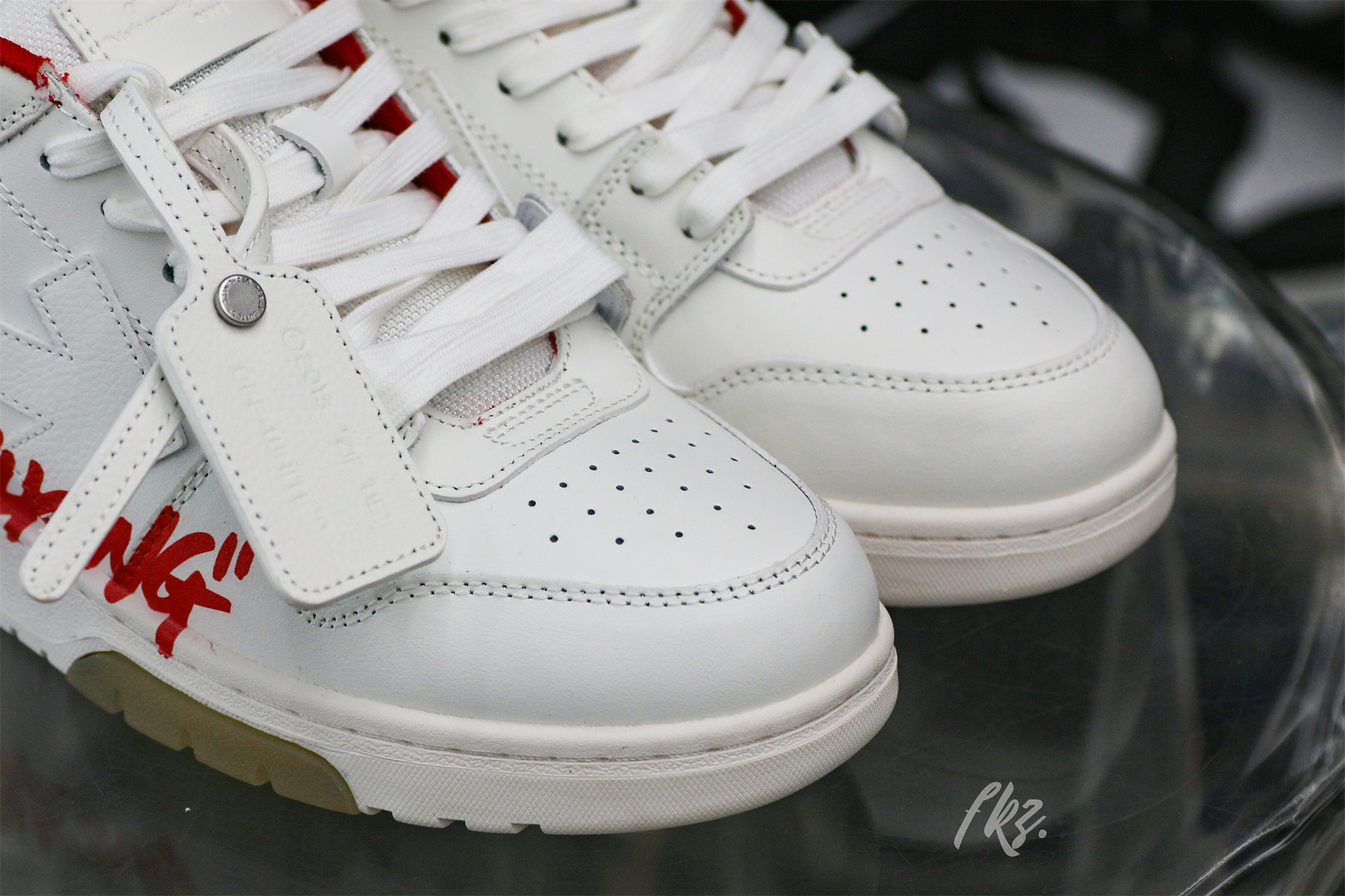 OFF-WHITE White & Red Out of Office ‘OOO’ sneakers