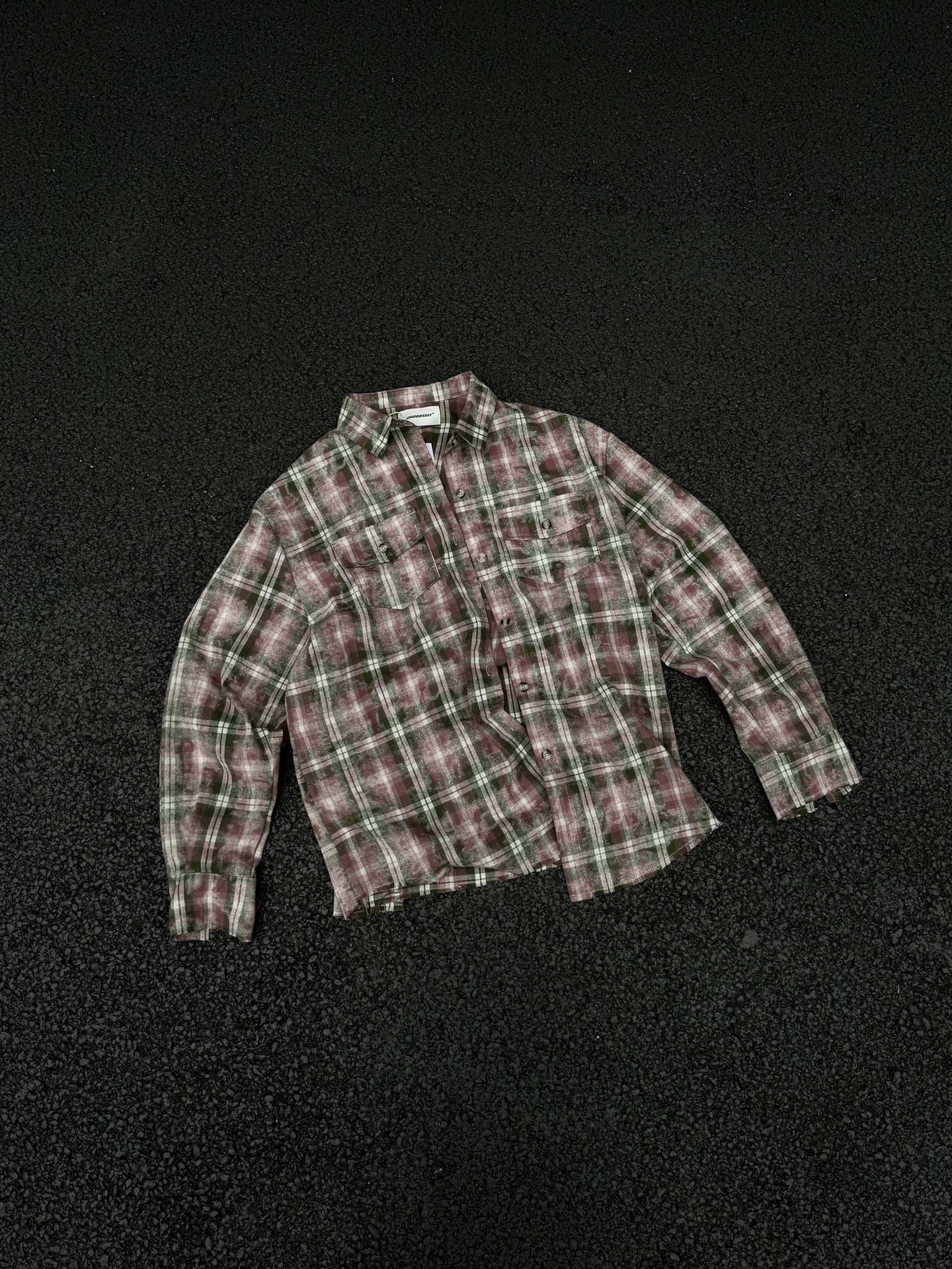 Vintage distressed and mottled DirtyFit worn-look plaid flannel pure cotton Shirt