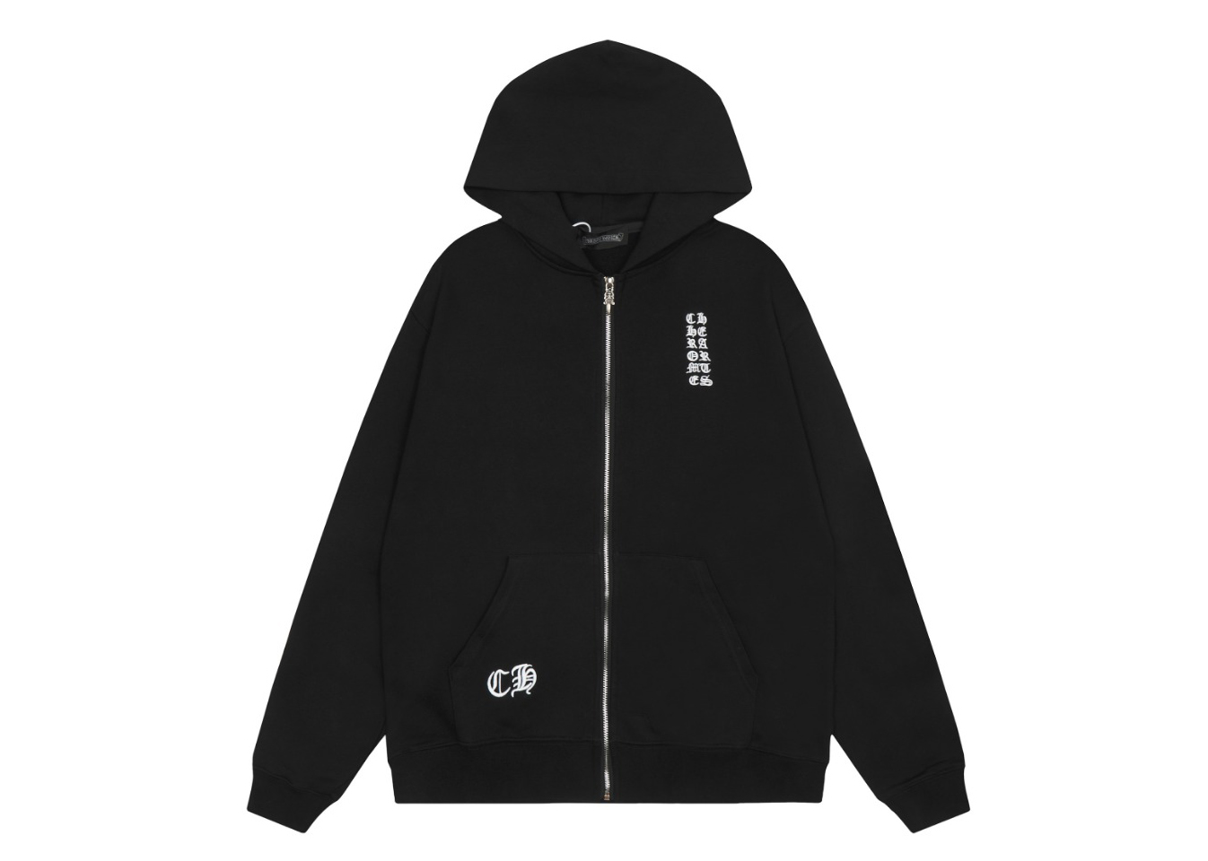 Chrome Hearts black embroidered and printed heavy-duty zip-up hoodie