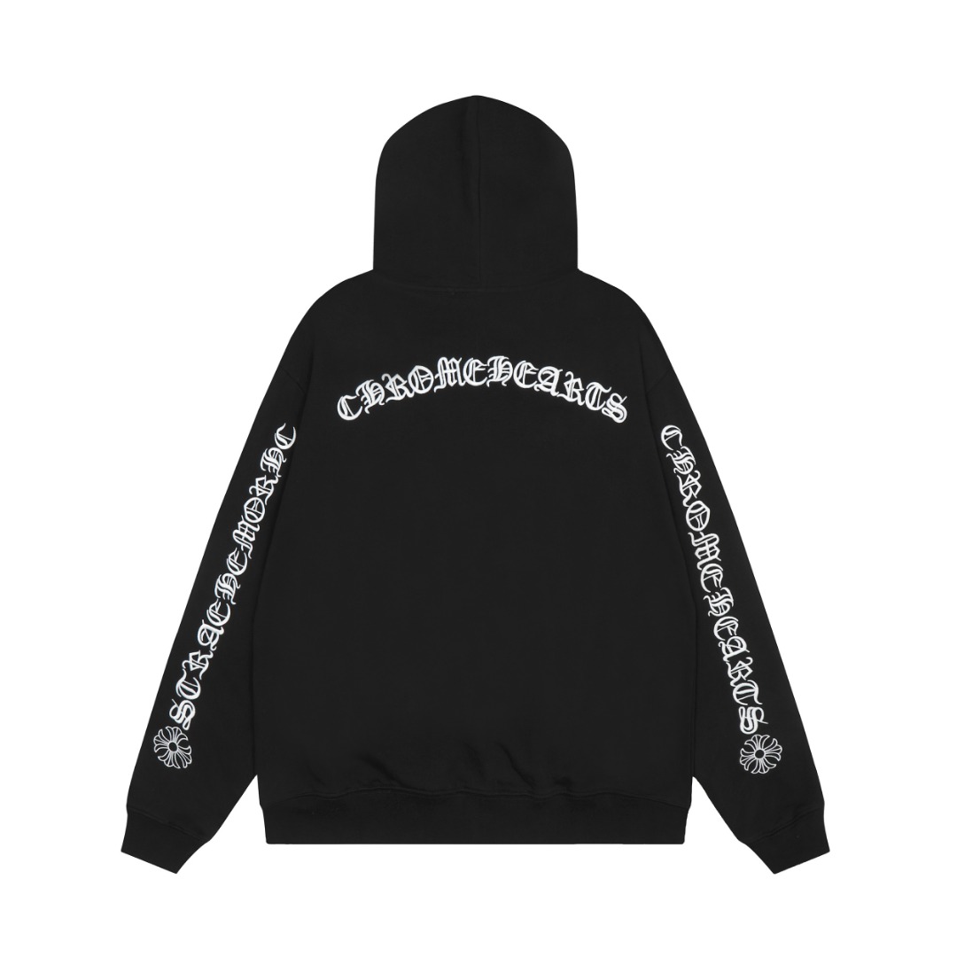 Chrome Hearts black embroidered and printed heavy-duty zip-up hoodie