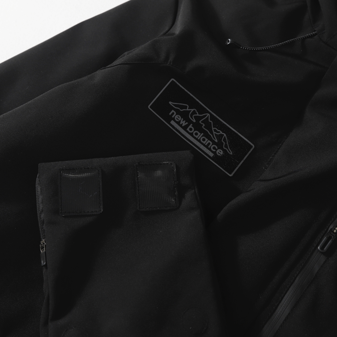 New Balance Solid-color Fur-trimmed Mid-length Hooded Down Jacket