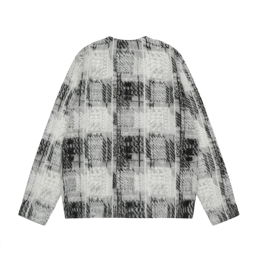 Stussy Hairy Plaid Cardigan Sweater