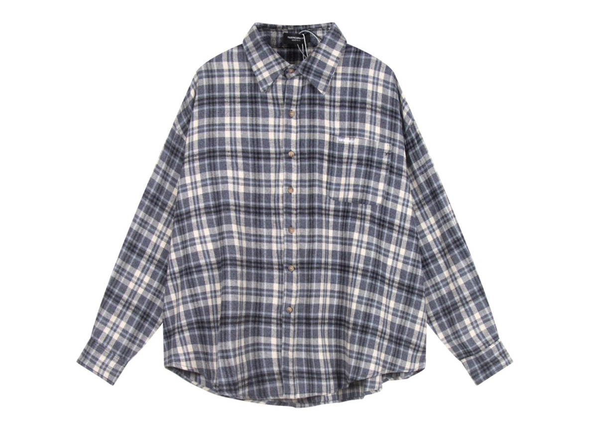Far Archive Flannel Tassel Blue Plaid Shirt