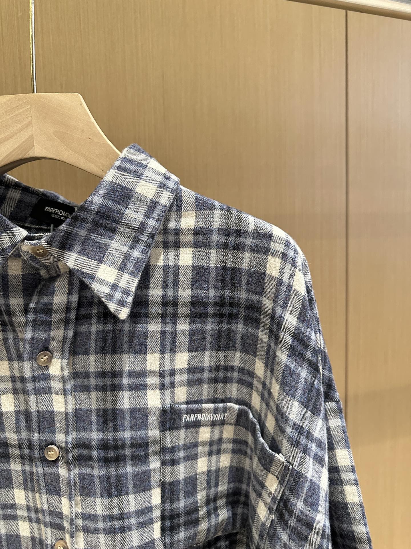 Far Archive Flannel Tassel Blue Plaid Shirt