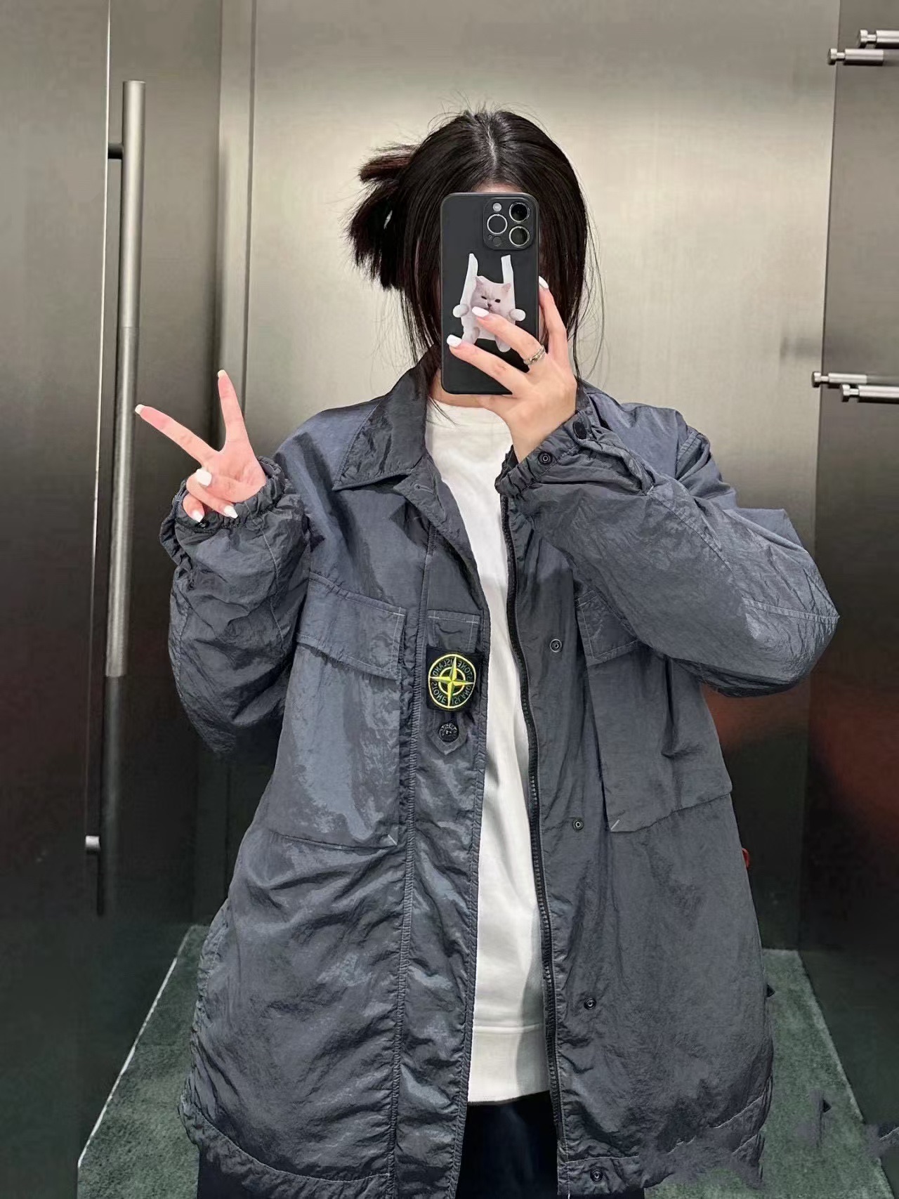 Stone 1sland Single-breasted cotton jacket