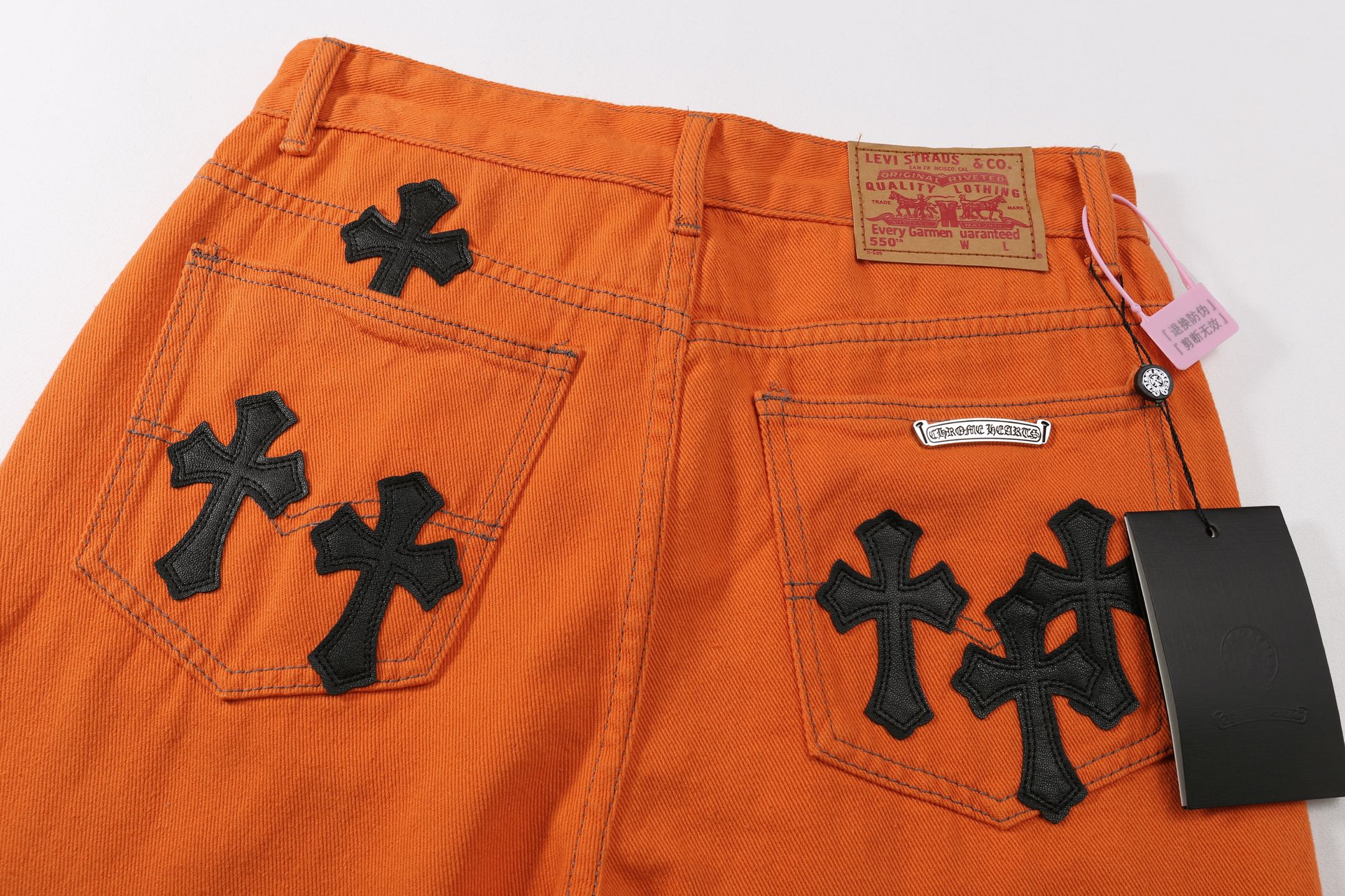Chrome Hearts Black Crosses Orange Pants